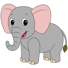 Cartoon elephant vector illustration, cute animal design for children