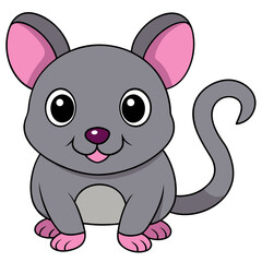 Cute cartoon mouse character sitting isolated on white background