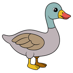 Cartoon Goose Illustration on White Background Simple and Clear