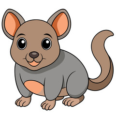 Cartoon Possum Illustration with Friendly Expression and Round Eyes