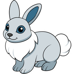 Cartoon arctic hare with fluffy fur standing gracefully