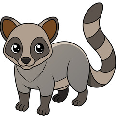 Naklejka premium Cute Cartoon Ring-Tailed Lemur Standing Upright on White Background
