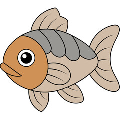 Cartoon illustration of a cute goldfish isolated on white