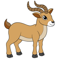Cartoon antelope with horns isolated on a white background