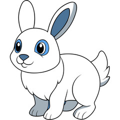 Cute Cartoon Bunny Illustration with Blue Accents and Details