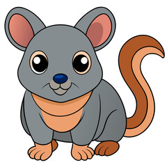 Cute cartoon opossum illustration with detailed outlines and colors