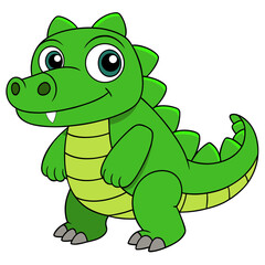 Cute cartoon crocodile illustration isolated on a white background