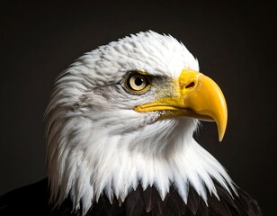 Obraz premium Majestic Bald Eagle Portrait, Dark Background