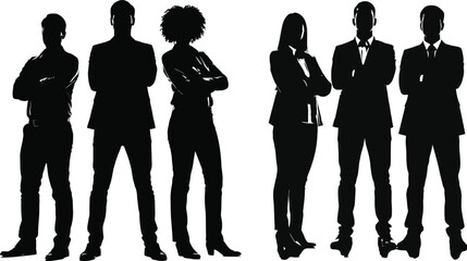 Diverse business professionals silhouettes confident posing corporate teamwork success
