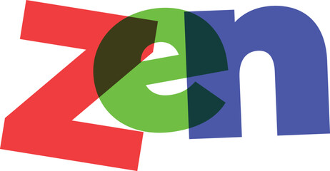 Colorful Zen Typography Overlapping Design on White Background for Meditation