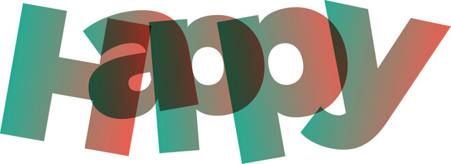 Happy Text Design in Gradient Colors Concept of Wellbeing and Joy