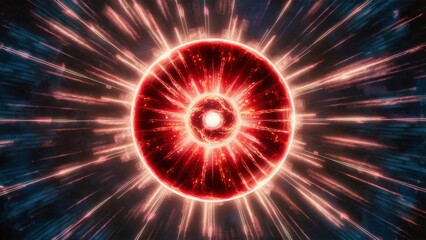 Stunning cosmic eye radiating energy, a mesmerizing abstract galaxy explosion with red and orange hues, perfect for sci-fi and space themed projects