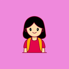 Cute Cartoon School Girl Illustration
