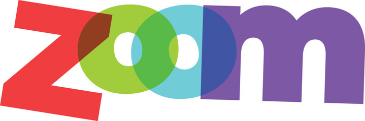 Zoom logo in colorful overlapping design against white background promotion
