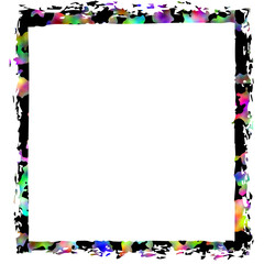Obraz premium Abstract Multicolor Grunge Frame - Vibrant Psychedelic Border with Black Distressed Edges for Artistic Design and Overlay