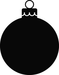 Simple black christmas ornament icon with a loop on transparent background silhouette