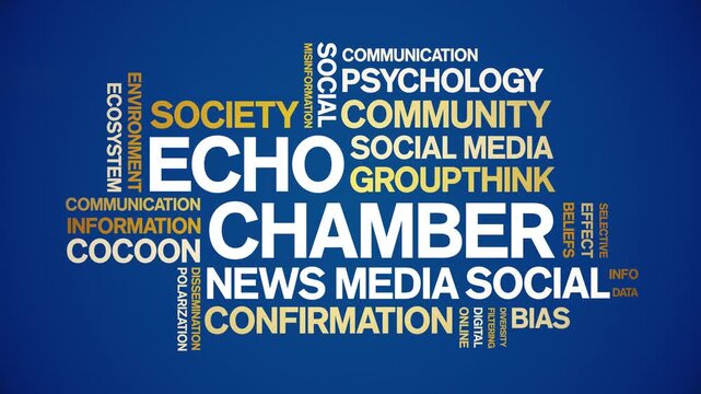 Echo Chamber animated word cloud-text design animation tag kinetic typography seamless loop.