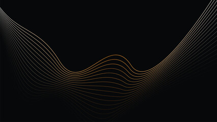 Golden Wave Abstract Background Luxury Gradient Line Flow Design on Black