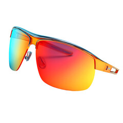 Modern sport sunglasses with reflective lenses isolated on transparent background