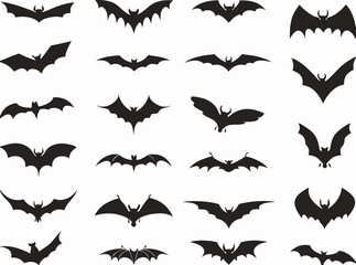 Bats collection isolated on white

