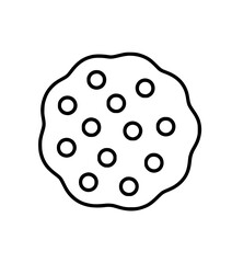 Fototapeta premium Minimalistic black outline illustration of a chocolate chip cookie