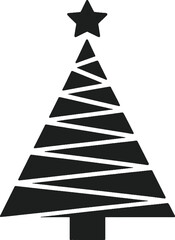 Fototapeta premium Simple black christmas tree graphic illustration on transparent background silhouette