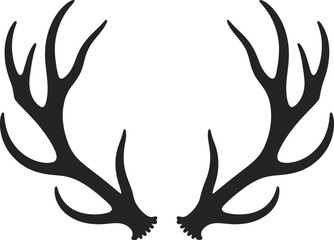 Elegant deer antlers graphic design element on transparent background silhouette