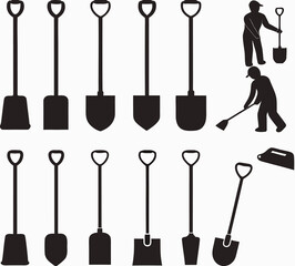 Naklejka premium People with shovels illustrated on white