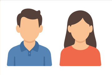 Male and female avatars character set. Man and woman faceless user profile icon. People head vector illustration in flat design style. Anonymous person placeholder silhouette.