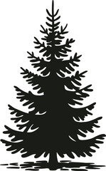 Simple black spruce tree graphic design element on transparent background silhouette