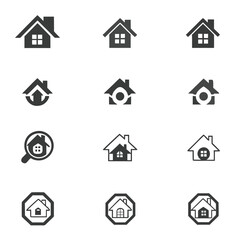 Collection home icons. House symbol. Set of house outline vector illustration