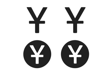 Obraz premium Yen symbol icon set. JPY currency sign for finance and business. Vector illustration of money and economy concepts. Flat black design coin pictogram for banking or payment.