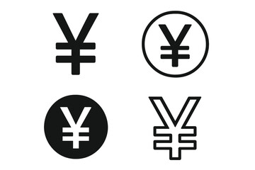 Obraz premium Japanese Yen symbol icon set. JPY currency sign vector. Japan money cash logo. Finance banking economy. Financial investment business concept. Payment pictogram collection.