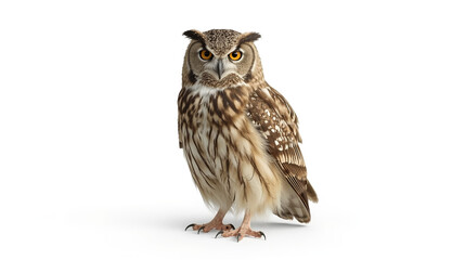 Naklejka premium Realistic Owl on White Background – Sharp Wildlife Stock Image