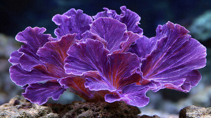 Vibrant violet coral reef in clear ocean waters, perfect for aquarium, marine life, underwater scenery, and ocean-themed backgrounds.