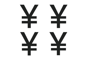 Obraz premium Japanese Yen and Chinese Yuan currency symbol icon set. Vector illustration for finance, business, and economic concepts. Black money sign isolated on white background.