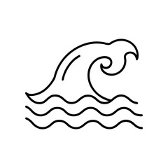 Obraz premium Stylized wave outline drawing on transparent background