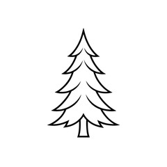 Obraz premium Outline drawing of fir tree on transparent background