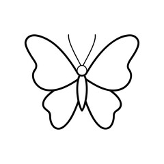 Simple butterfly outline drawing on transparent background