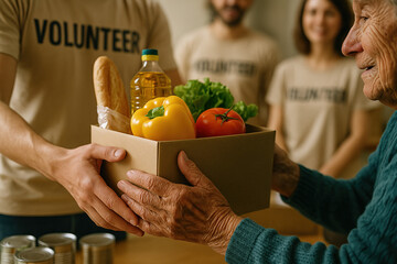 Compassionate Volunteers Delivering Food and Groceries to a Senior Citizen's Home