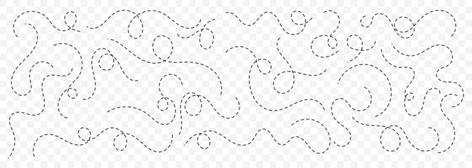 Dashed hand drawn squiggle loopy line vector. Dotted spiral curve line. Hand Sketched Curly Border. Abstract long squiggle dashed. Abstract Hand-Drawn Dotted Line Collection. EPS 10. ©  ICON TOPPER