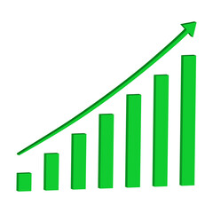 Green arrow upwards finance profit graph. 