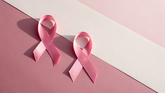 Minimal duo of pink support ribbons with space