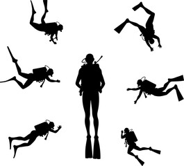 Scuba Diver Silhouette Bundle