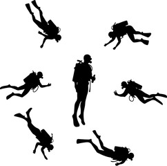 Scuba Diver Silhouette Bundle
