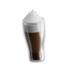 3D Latte Macchiato Icon - Tall Glass Layered Coffee Milk Beverage Symbol