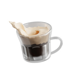 3D Cappuccino Coffee Icon - Espresso Foam Milk Classic Cafe Drink Symbol