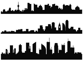 Naklejka premium City Silhouettes illustrated on white