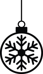 Fototapeta premium Elegant christmas ornament design with snowflake detail on transparent background silhouette