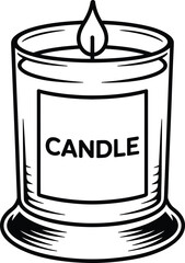 Vintage style candle illustration with label perfect for designs on transparent background silhouette